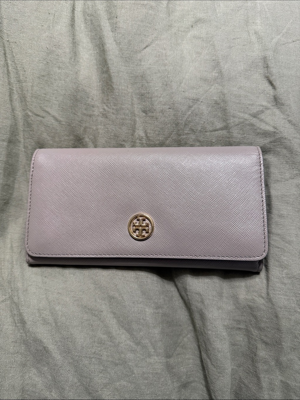 Tory Burch Gray Wallet with Gold Logo